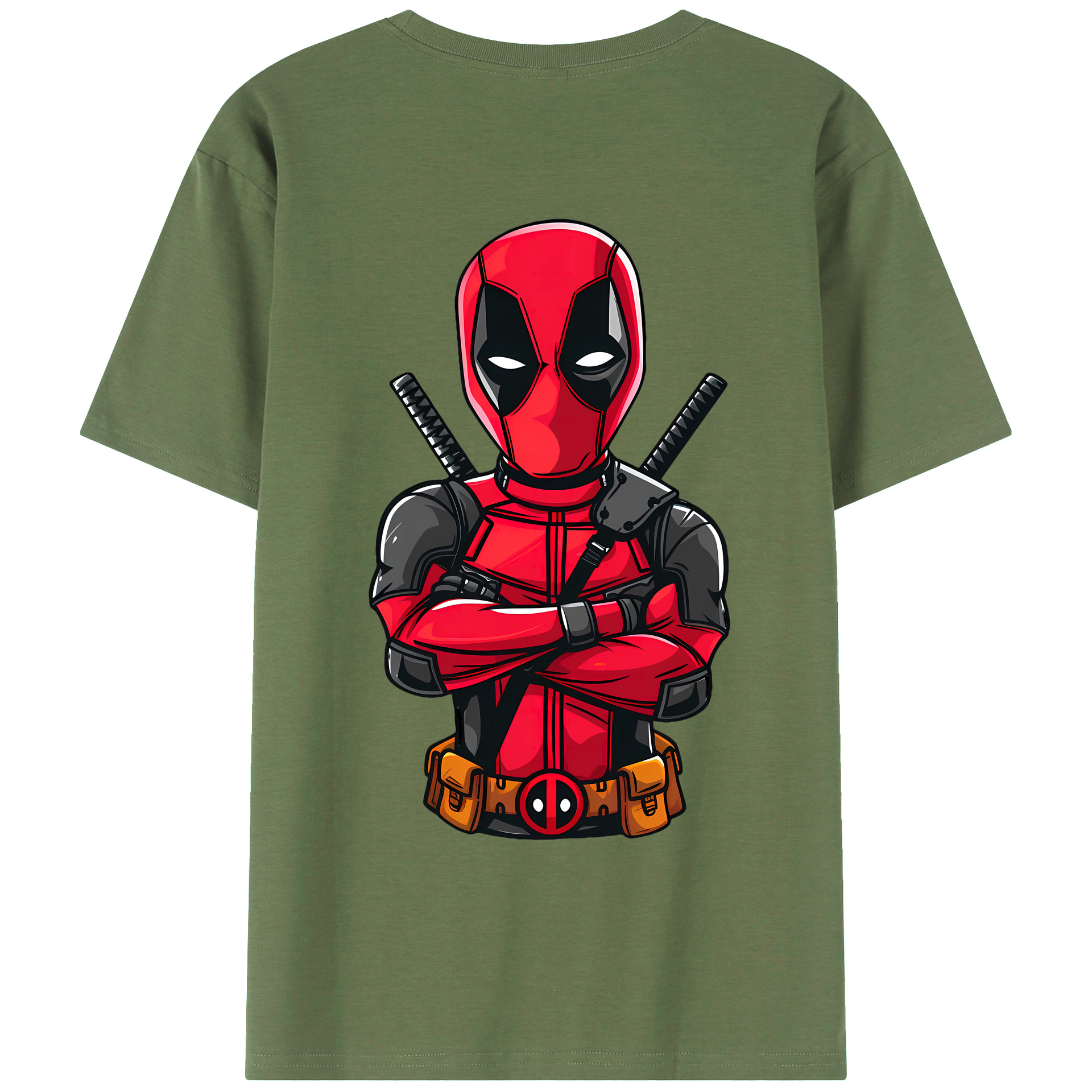 （画像用） Deadpool デッドプール 綿100％ メンズ半袖Tシャツ（バックプリント） 通気性